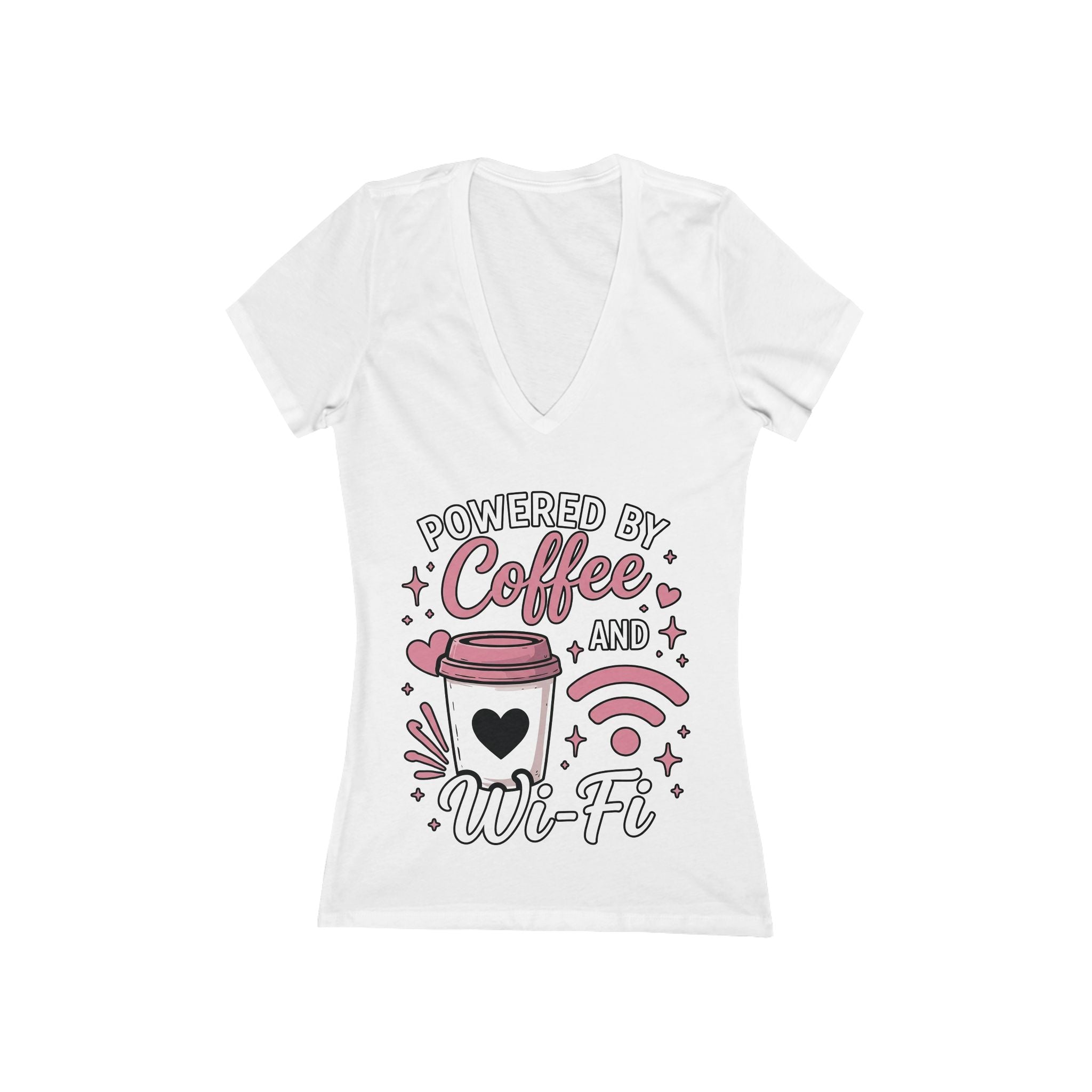 Powered by Coffee and Wi-fi V‑Neck Tee