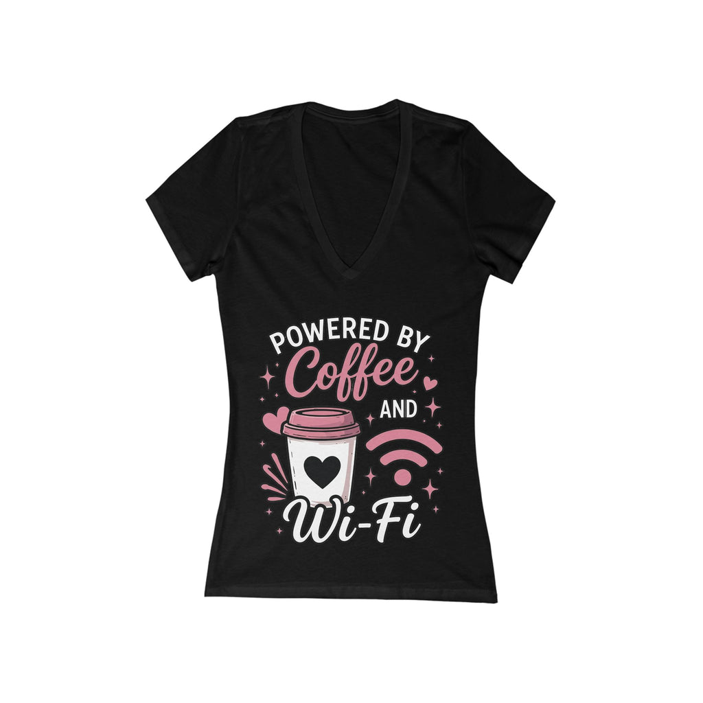 Powered by Coffee and Wi-fi V‑Neck Tee