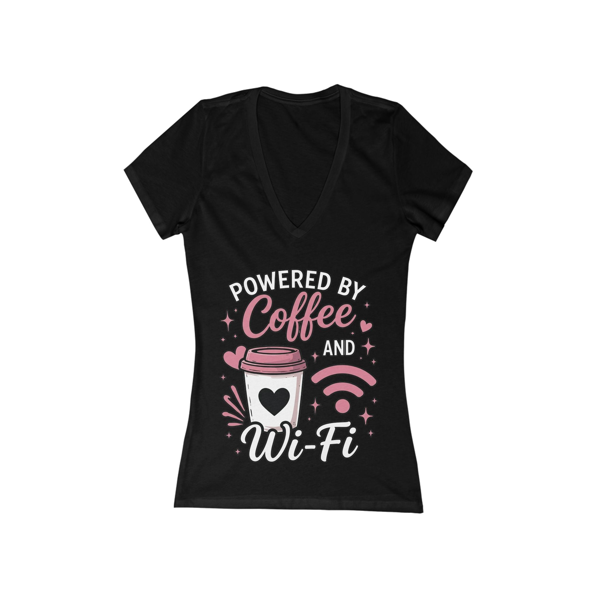 Powered by Coffee and Wi-fi V‑Neck Tee