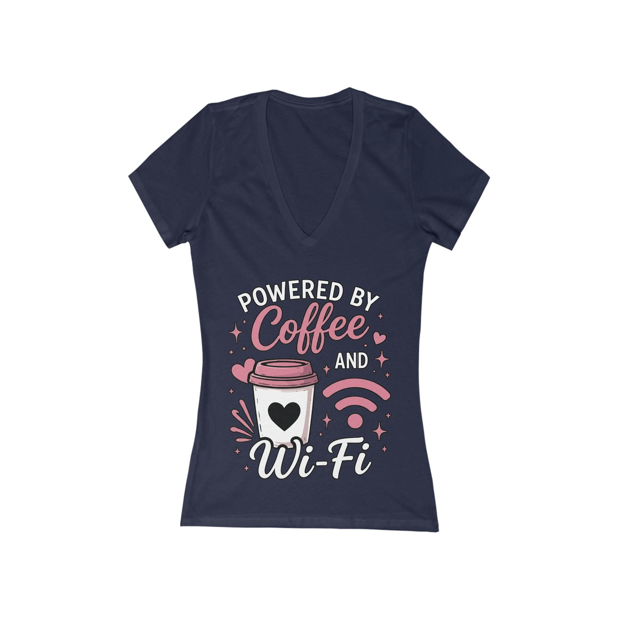 Powered by Coffee and Wi-fi V‑Neck Tee