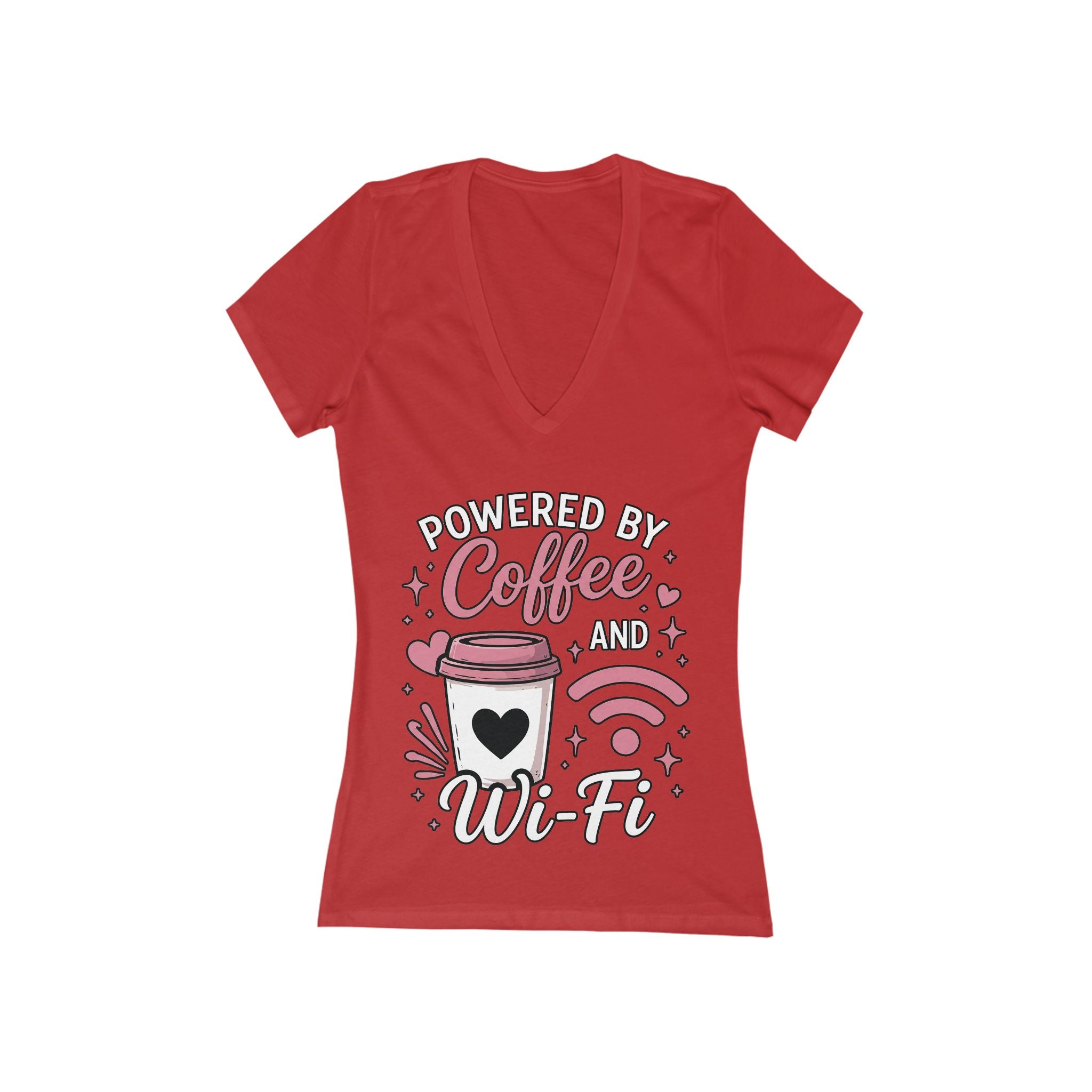 Powered by Coffee and Wi-fi V‑Neck Tee