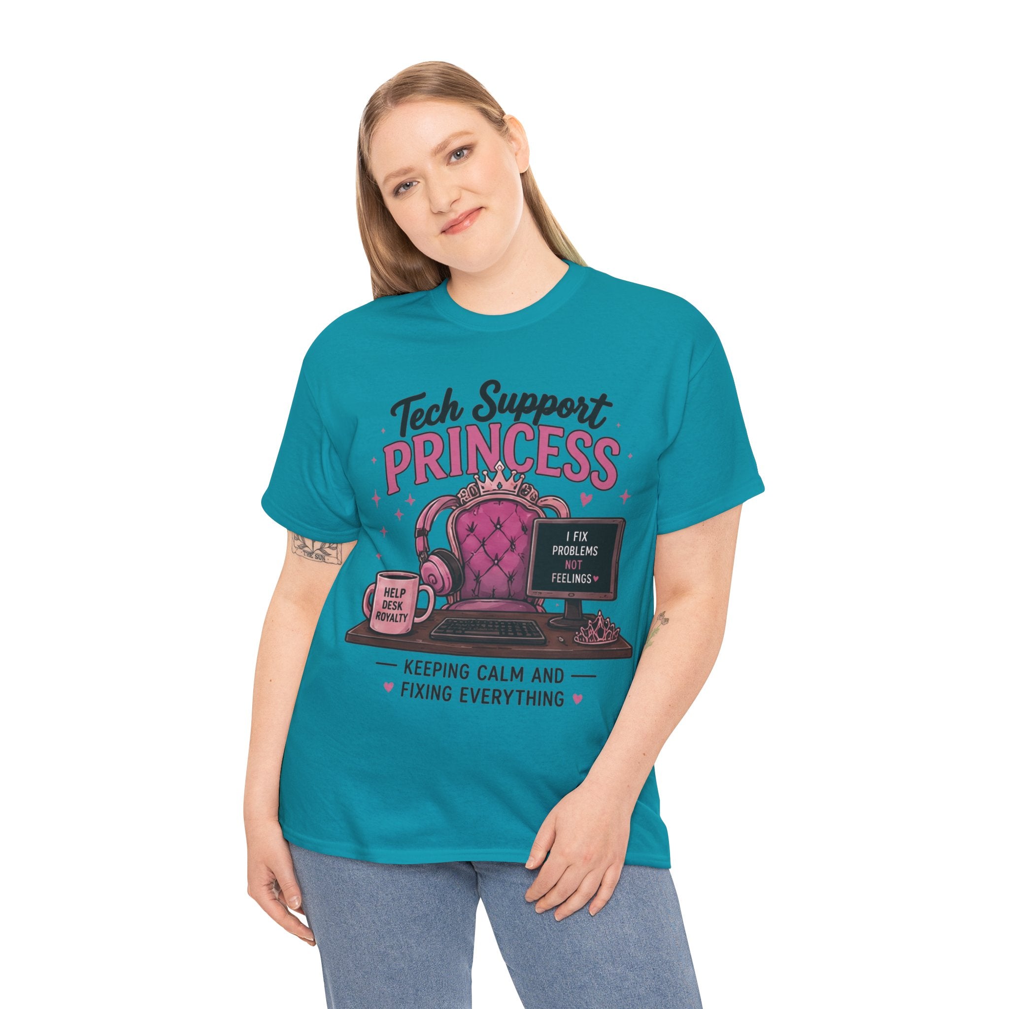 Tech Support Princess Keeping Calm and Fixing Everything Heavy Cotton T‑Shirt