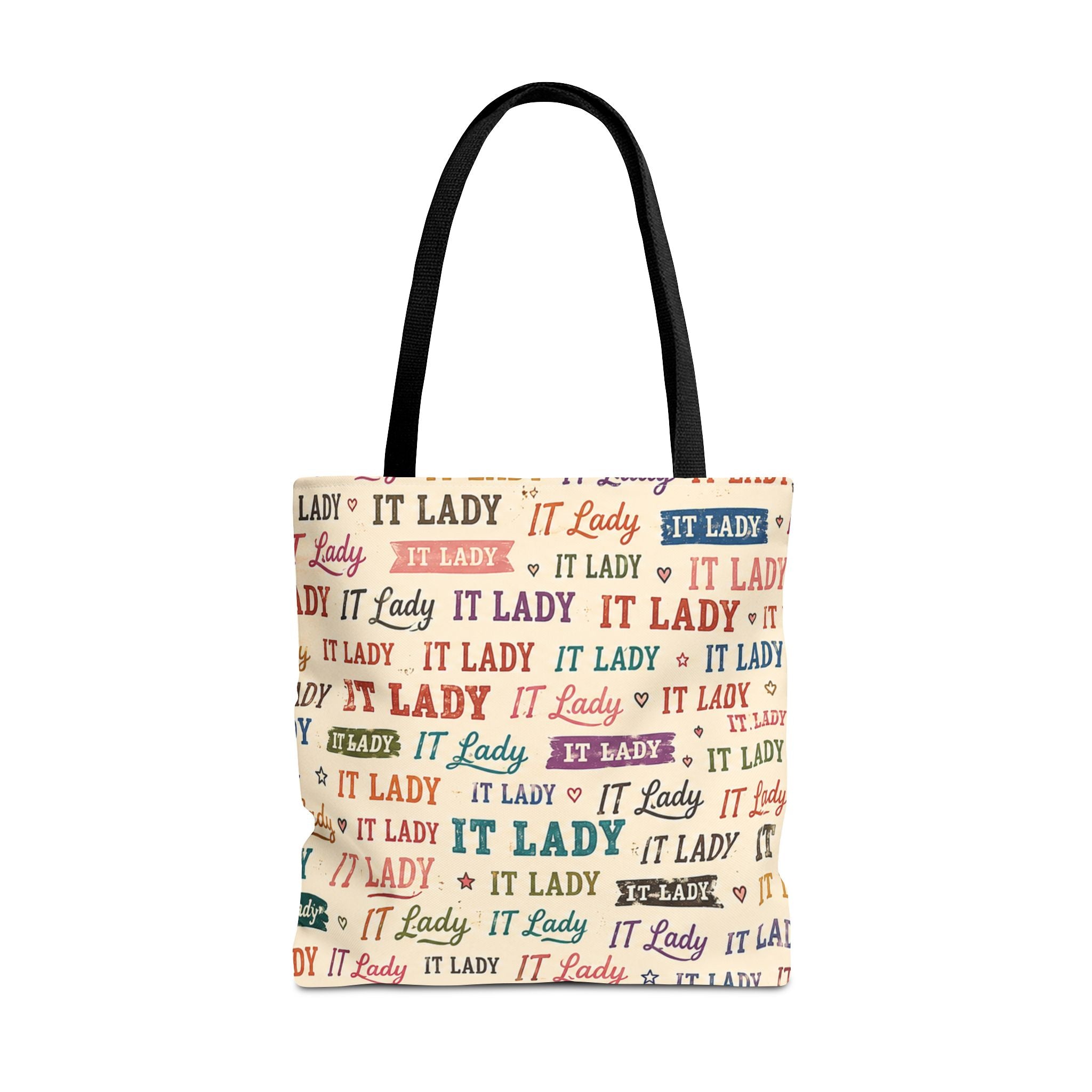 IT Lady Tote Bag - Retro Multicolor Typography All-Over Print