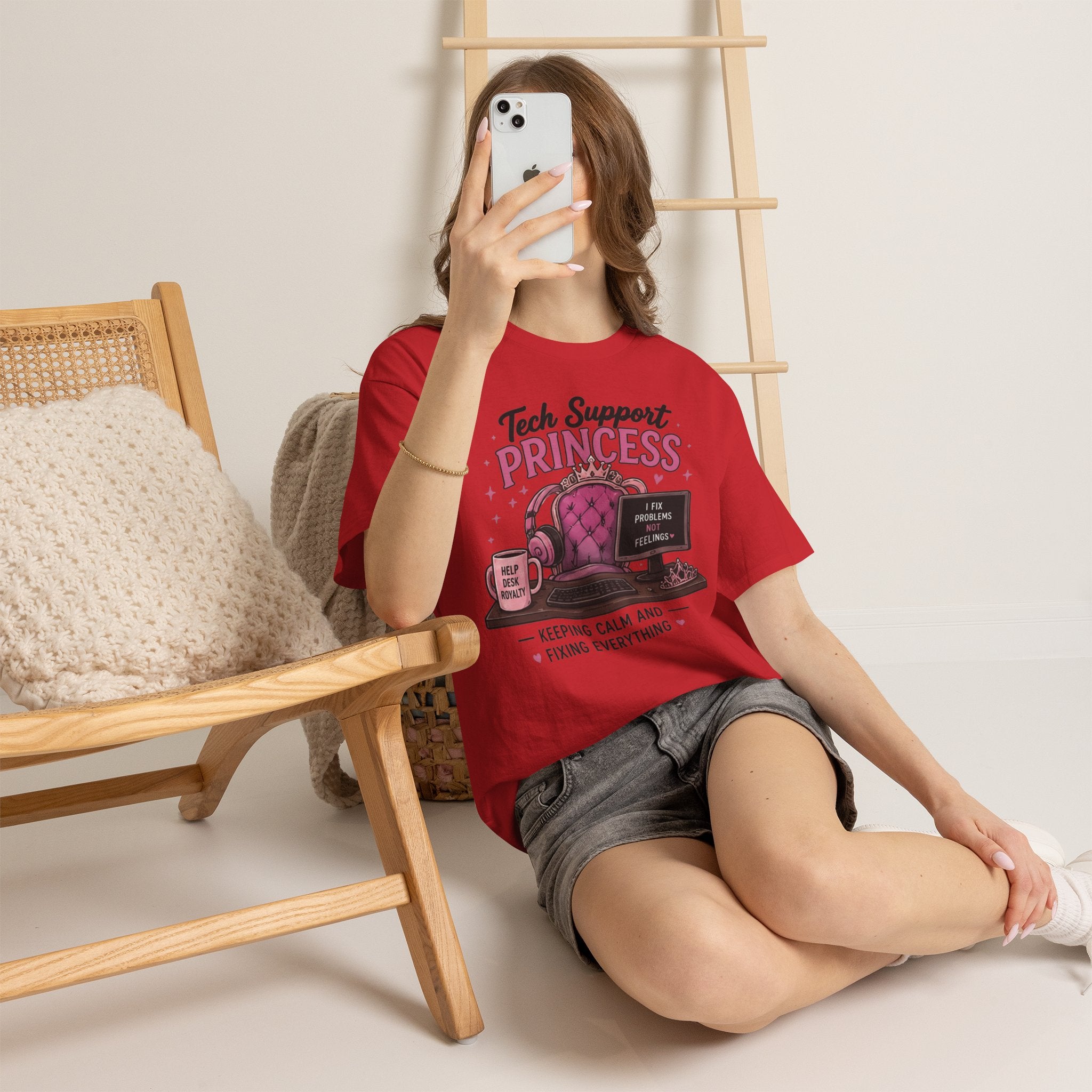 Tech Support Princess Keeping Calm and Fixing Everything Heavy Cotton T‑Shirt