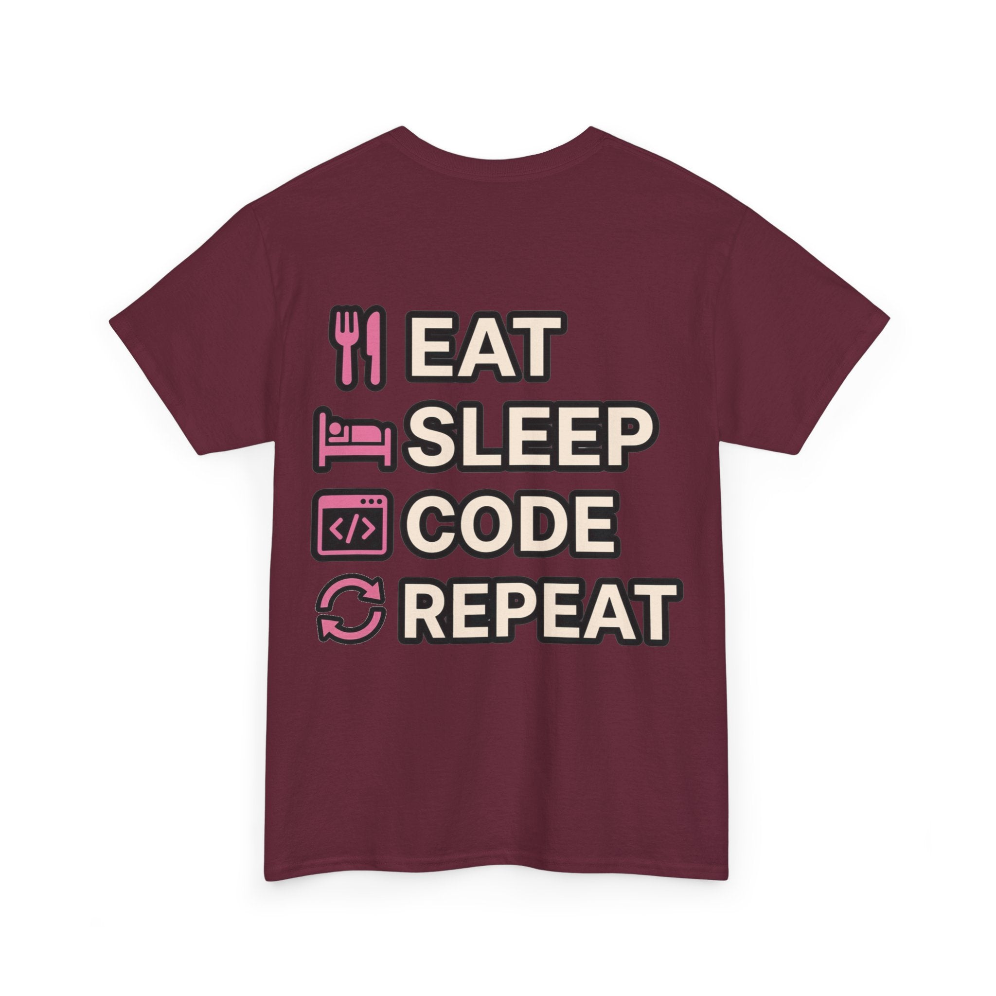 "Eat Sleep Code Repeat" Coder Heavy Cotton T‑Shirt