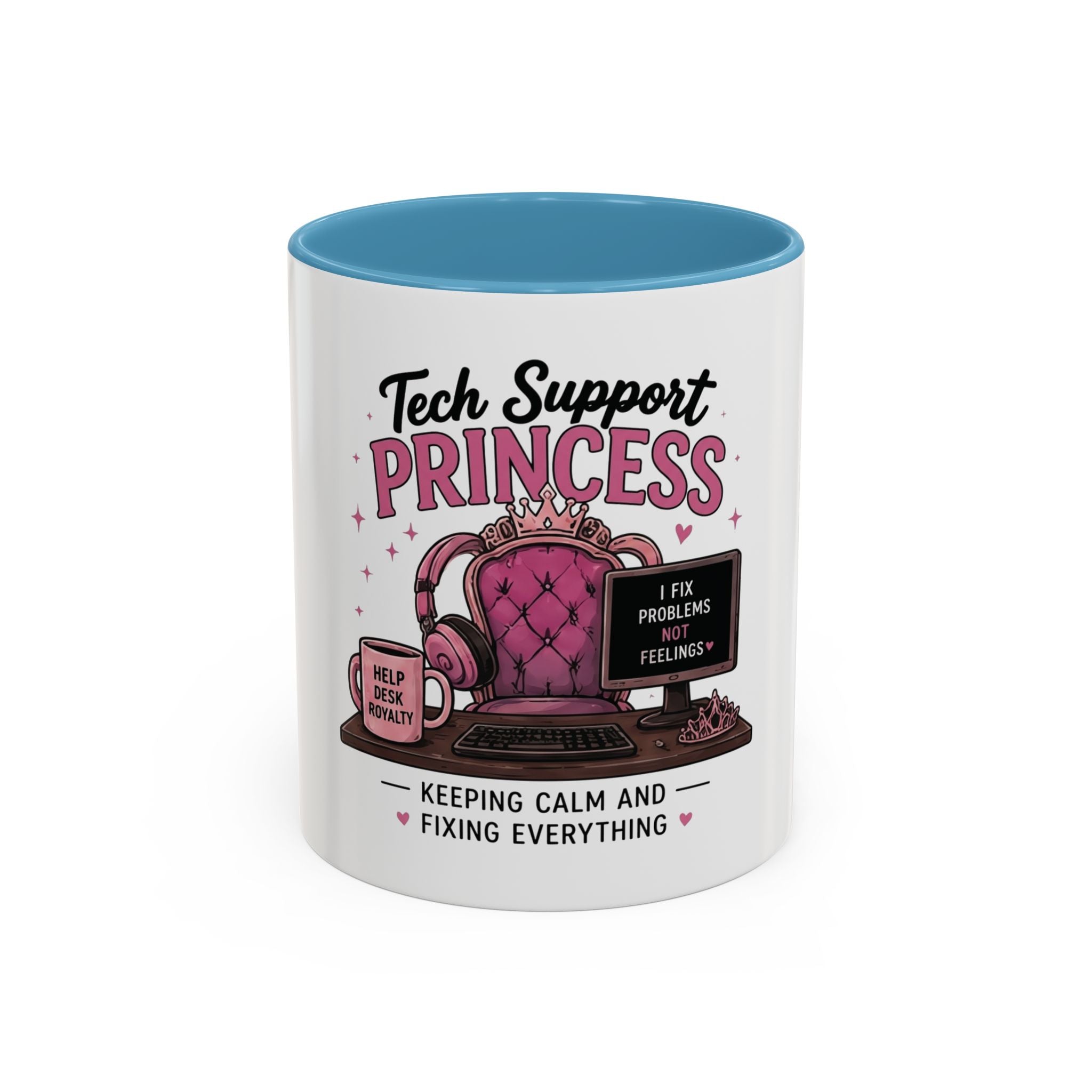 Coffee First Tickets Accent Mug - Funny Pink Heart Coffee Lover Gift (11/15oz)