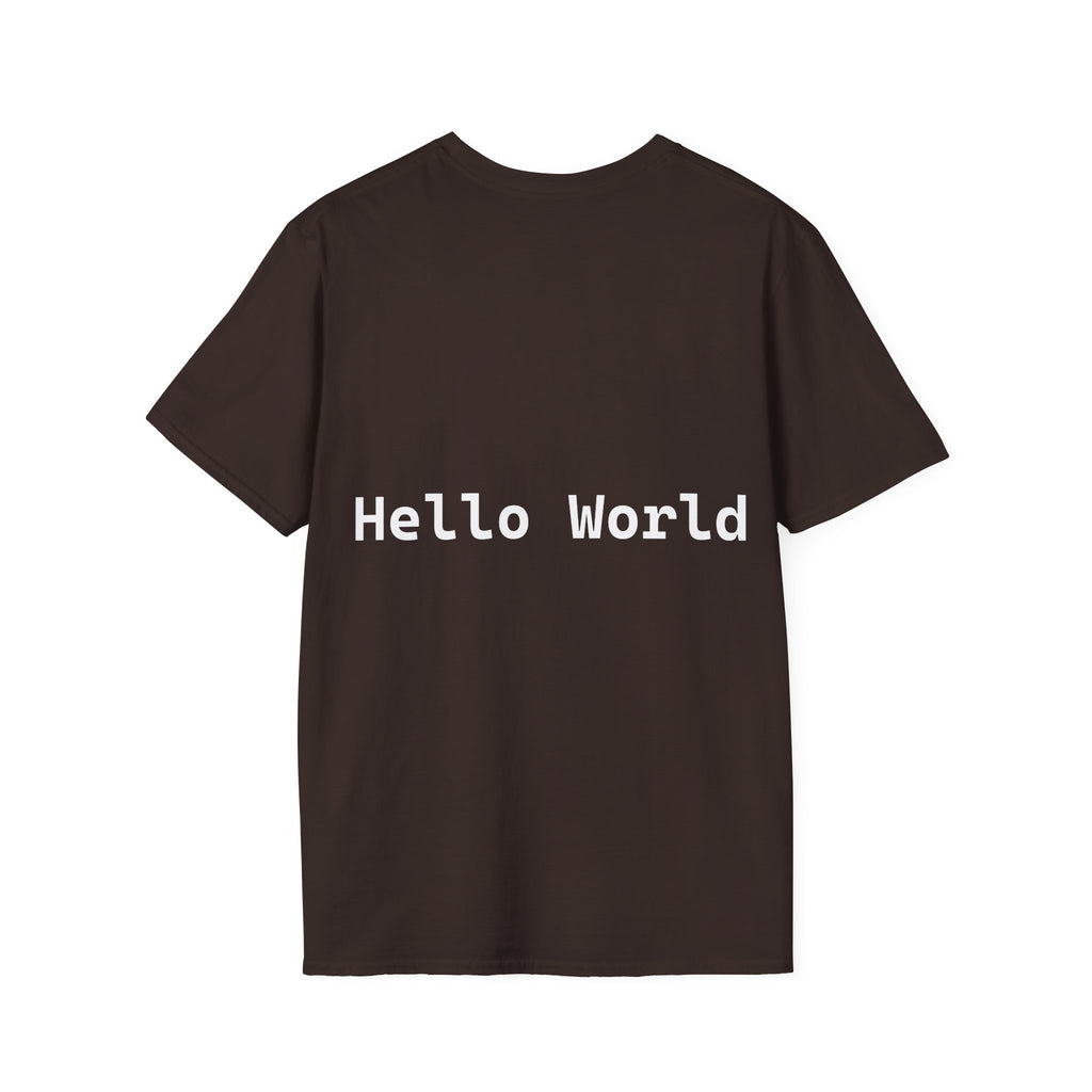 Front: print("Hello World") Back: Hello World Programmer Unisex Softstyle T-Shirt