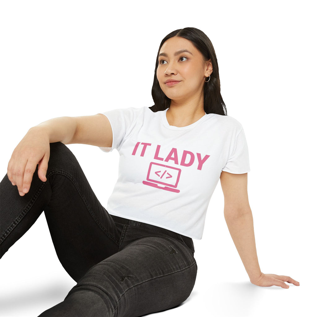 IT Lady with Laptop Crop Top T-Shirt