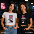 Coffee Code Repeat Baby Tee Seamless T-Shirt - 200 GSM