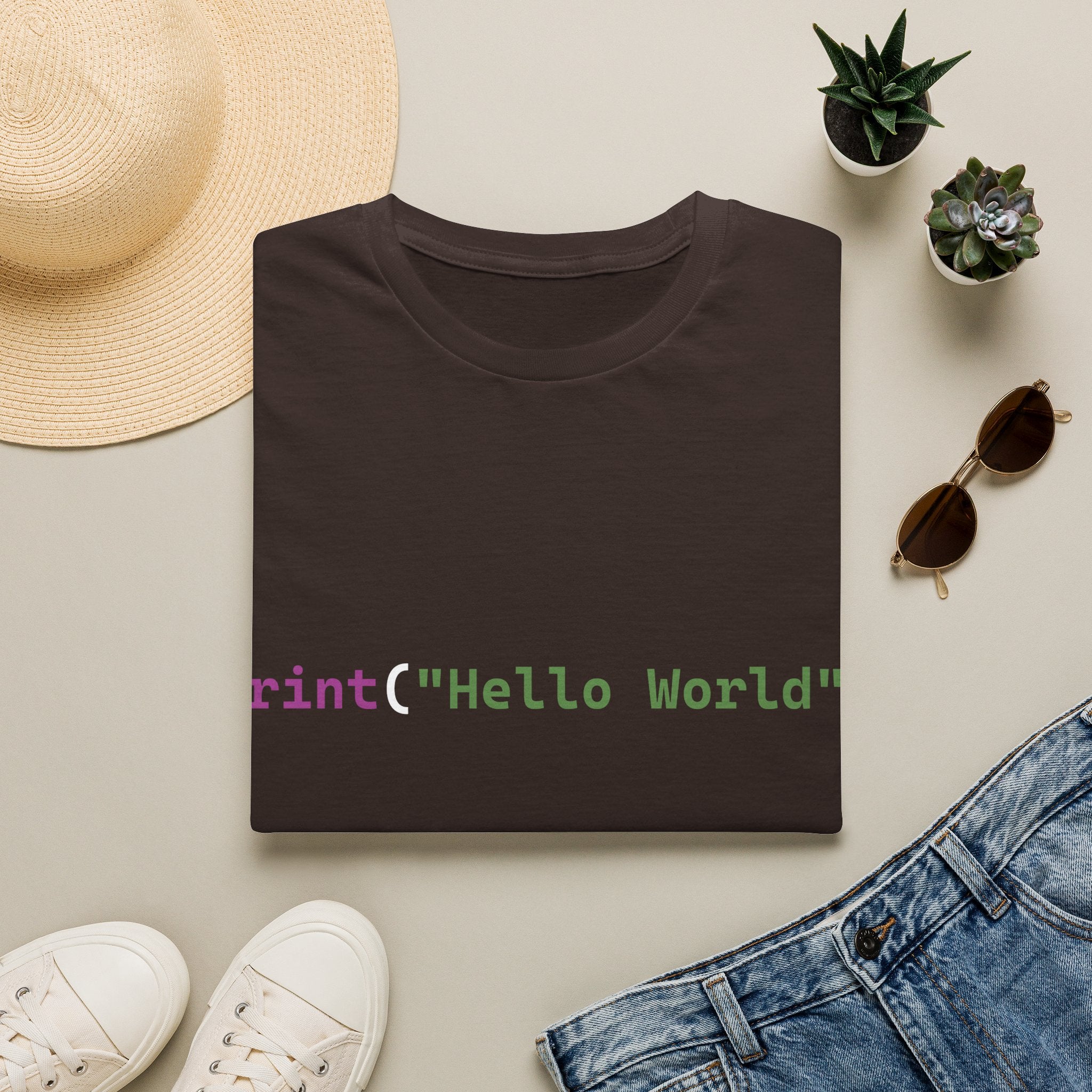 Front: print("Hello World") Back: Hello World Programmer Unisex Softstyle T-Shirt