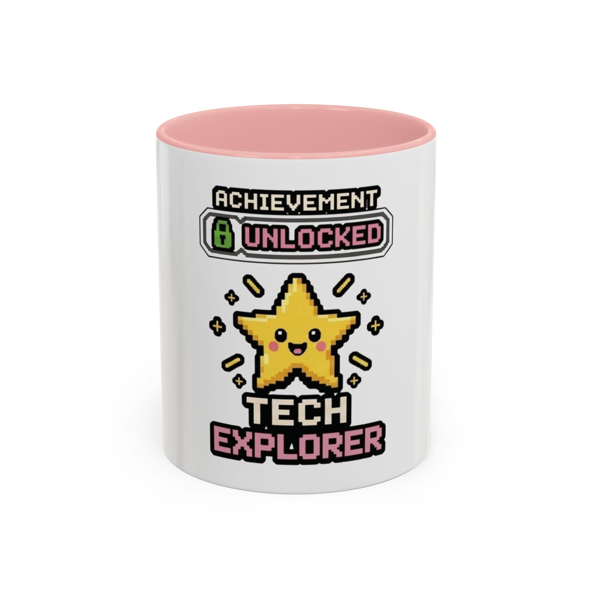 Achievement Unlocked: Tech Explorer Accent Coffee Mug - Cute Pixel Star Gamer Gift