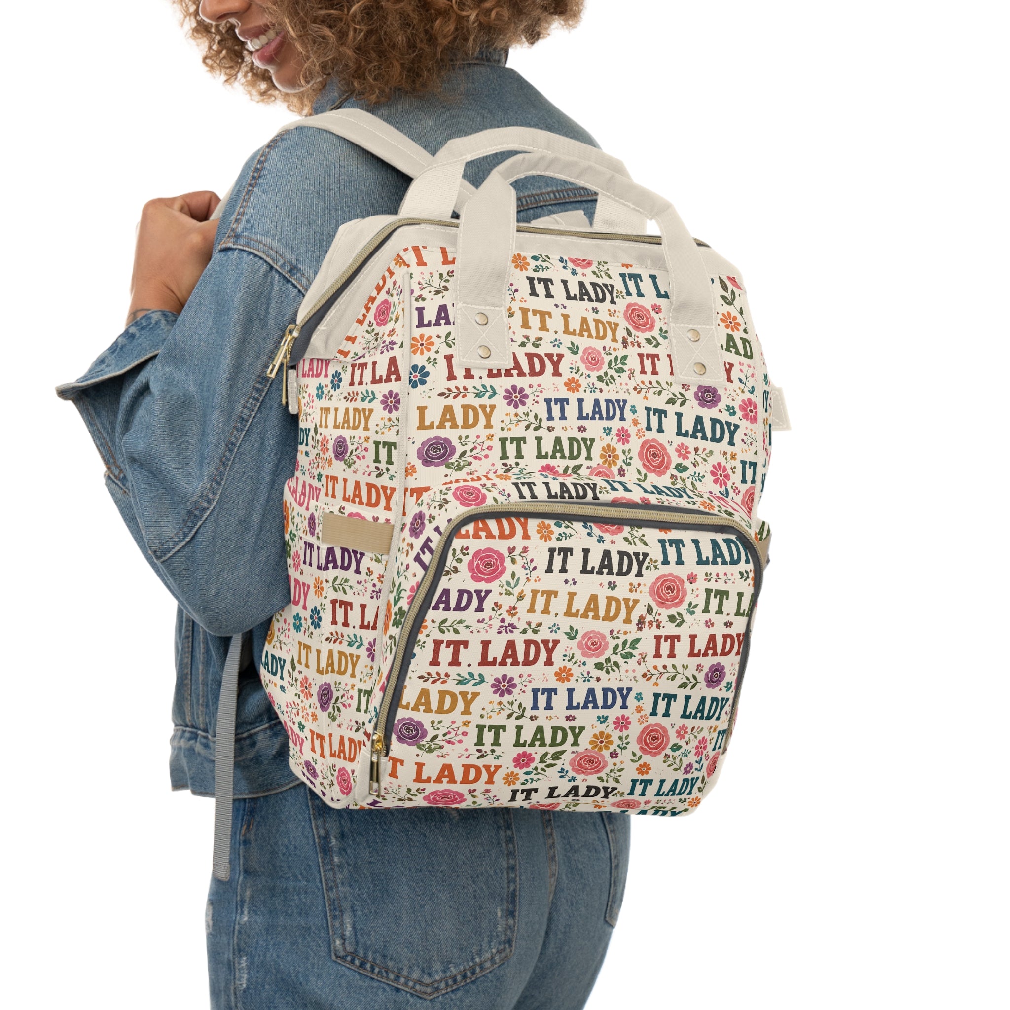 IT LADY Floral Pattern Multifunction Travel Backpack