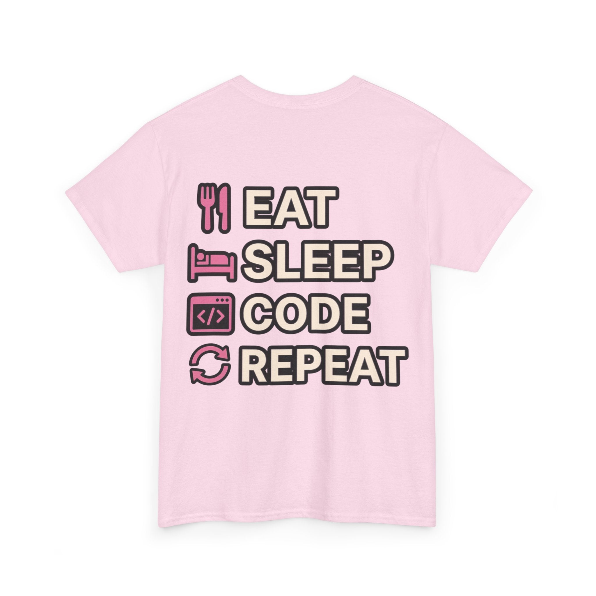 "Eat Sleep Code Repeat" Coder Heavy Cotton T‑Shirt
