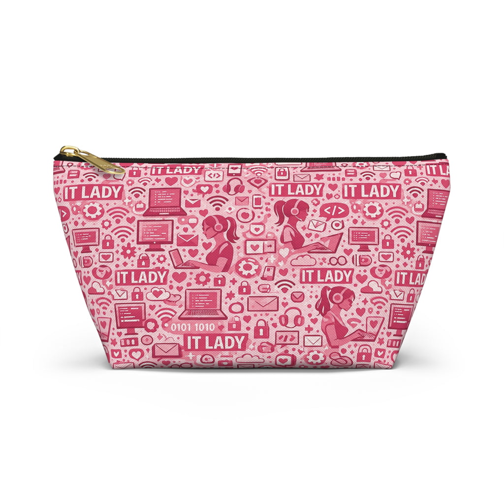 IT Lady Pink Tech Accessory Pouch - T‑Bottom Makeup & Gadget Organizer
