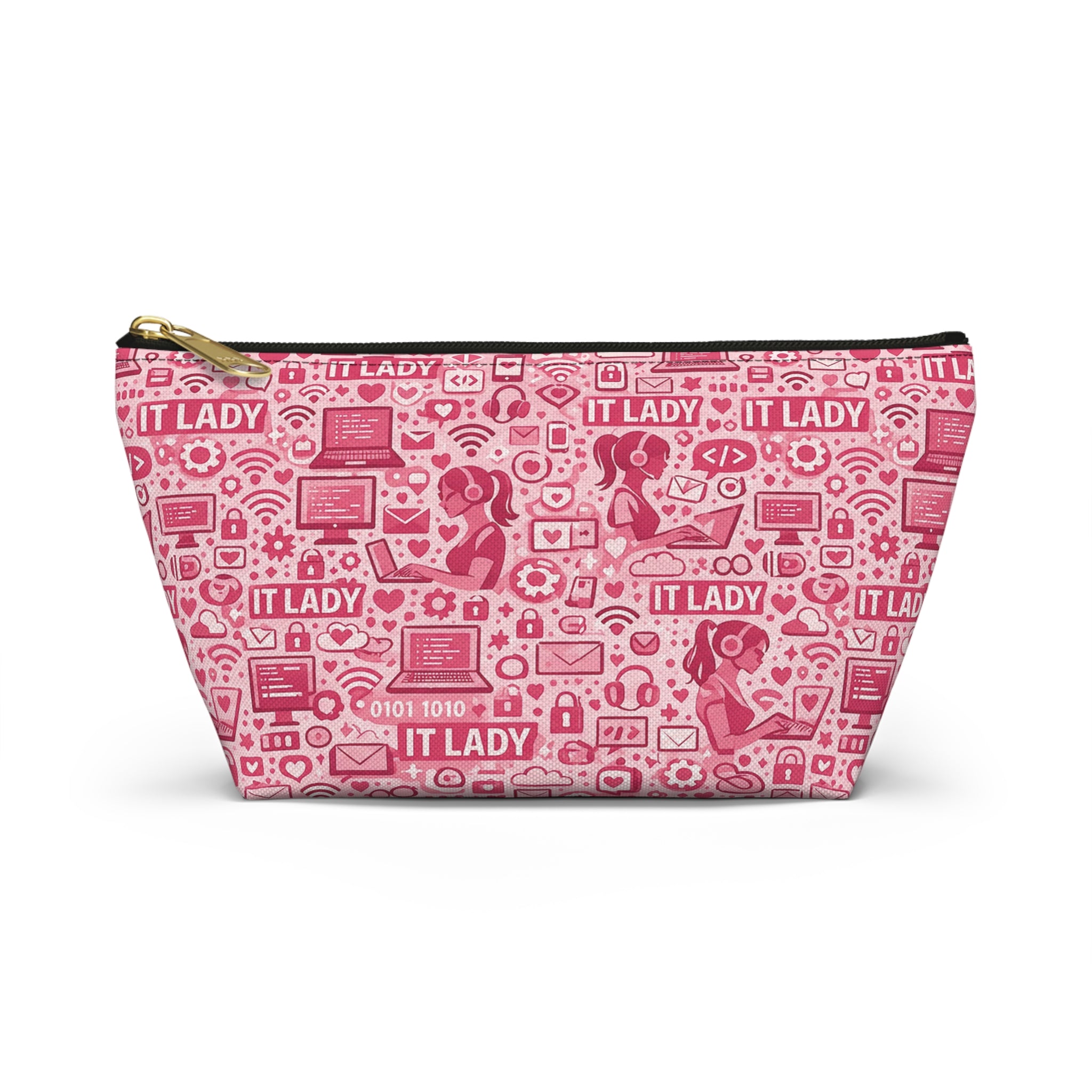 IT Lady Pink Tech Accessory Pouch - T‑Bottom Makeup & Gadget Organizer