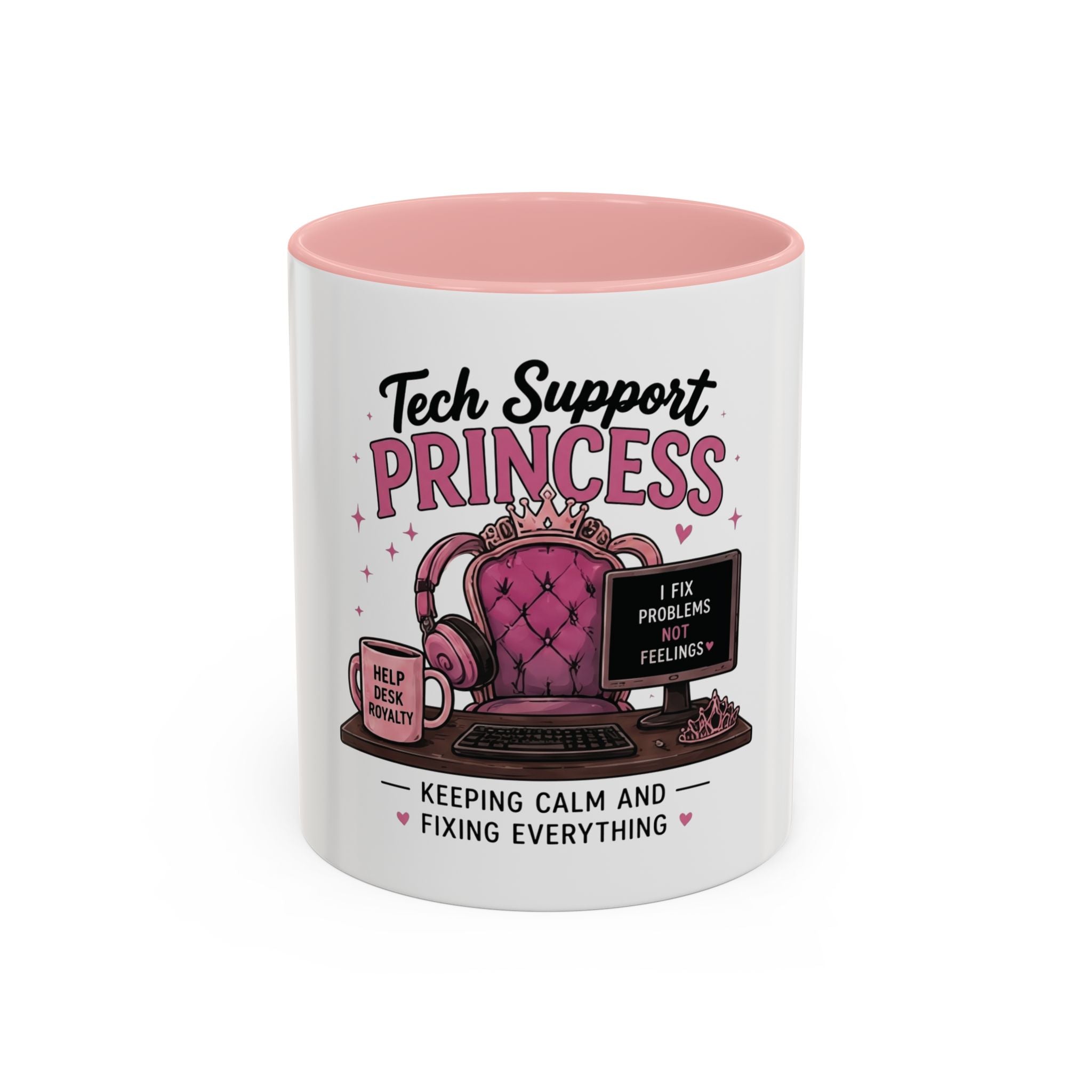 Coffee First Tickets Accent Mug - Funny Pink Heart Coffee Lover Gift (11/15oz)