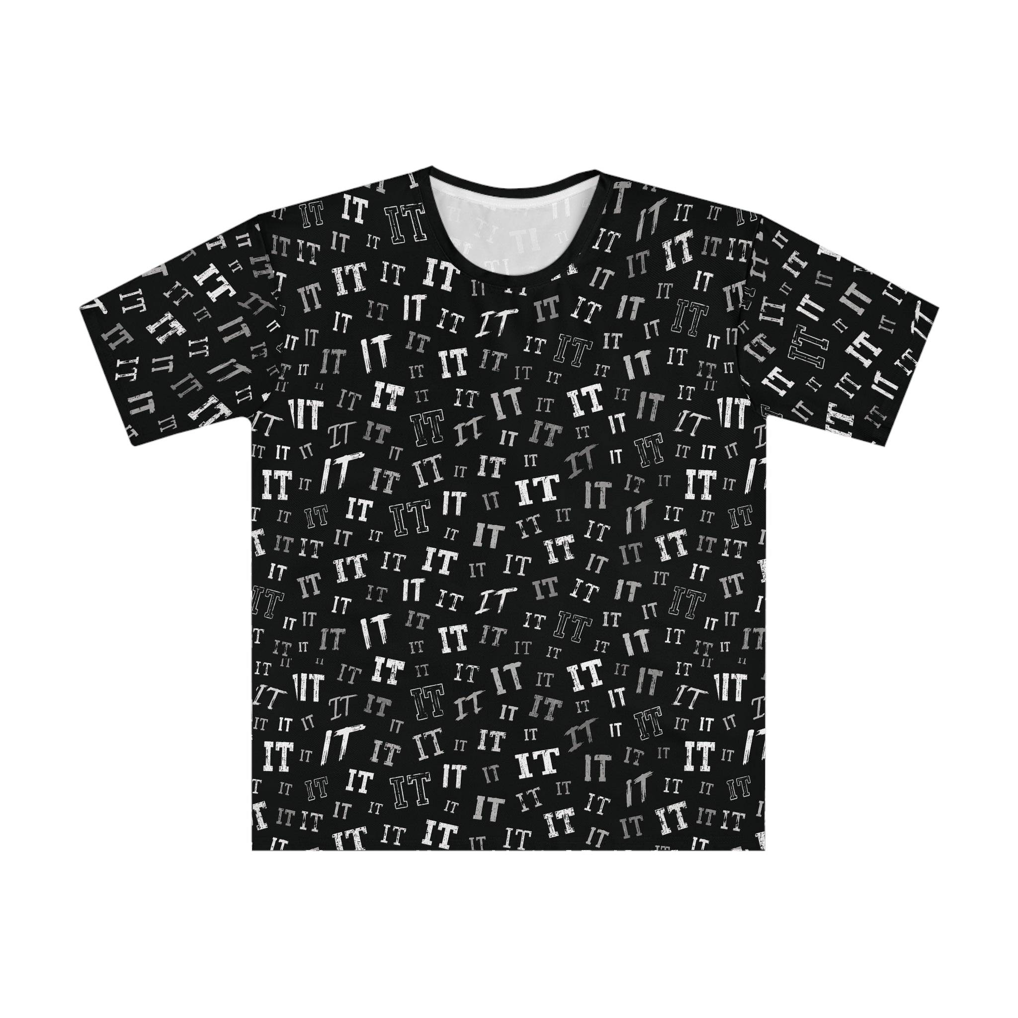 Black 'IT' Pattern Graphic All-Over Print Unisex T-Shirt