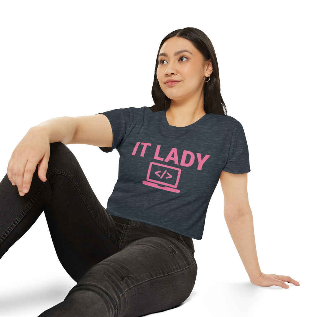 IT Lady with Laptop Crop Top T-Shirt