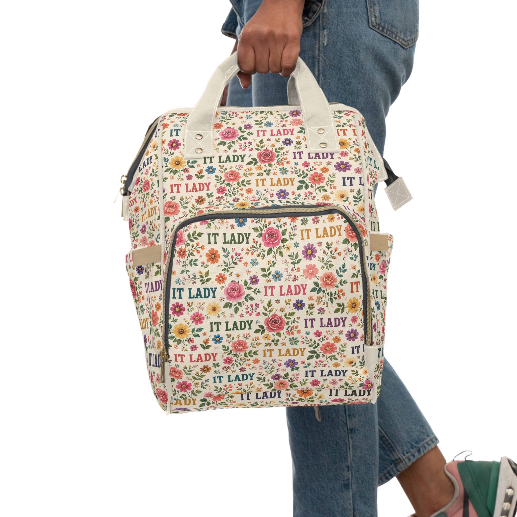 IT LADY Floral Pattern Multifunction Travel Backpack