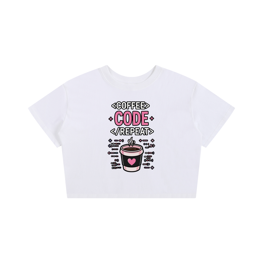 Coffee Code Repeat Baby Tee Seamless T-Shirt - 200 GSM