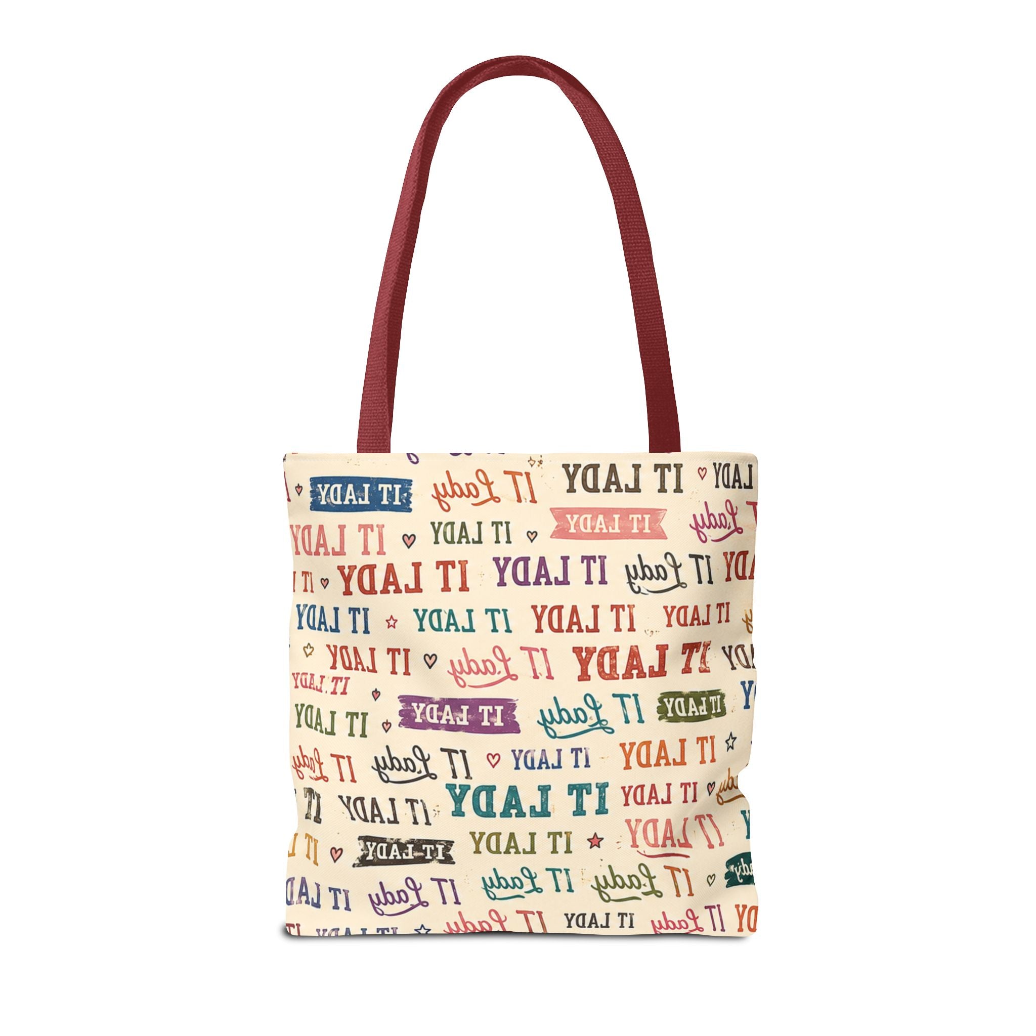 IT Lady Tote Bag - Retro Multicolor Typography All-Over Print