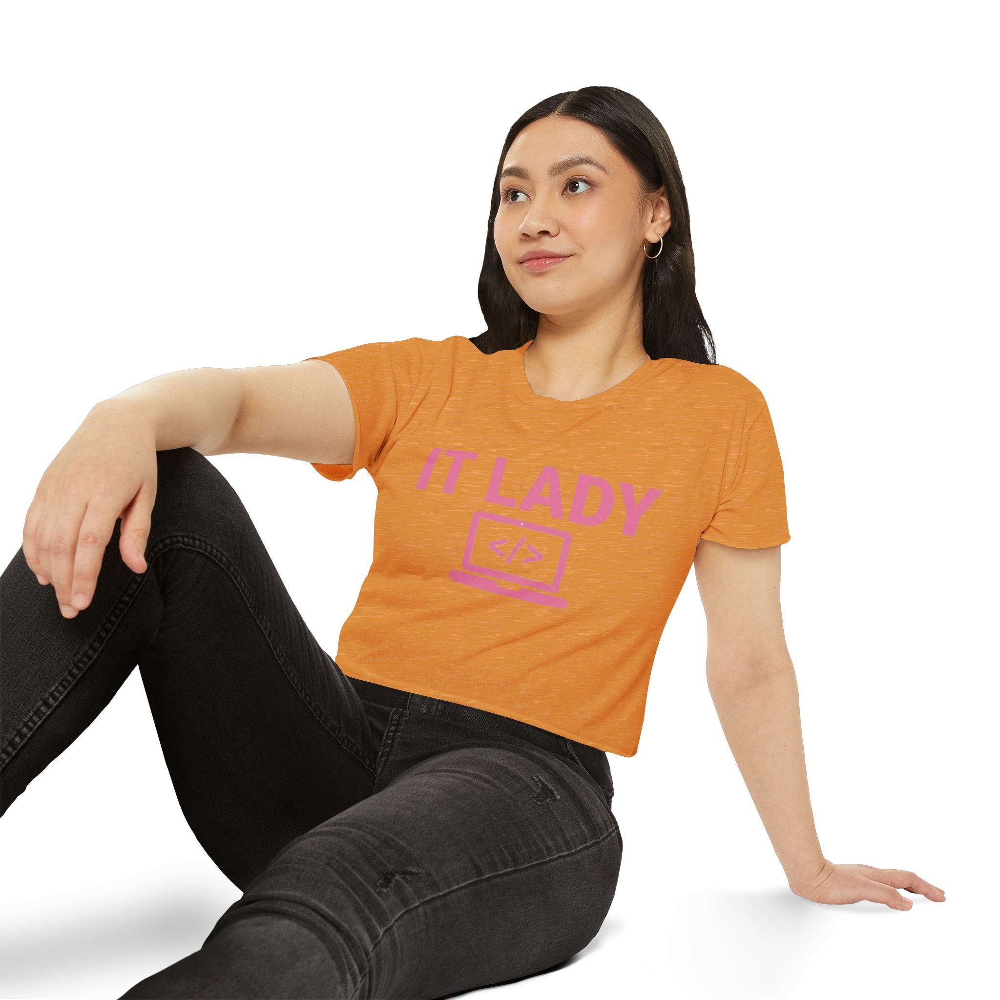 IT Lady with Laptop Crop Top T-Shirt