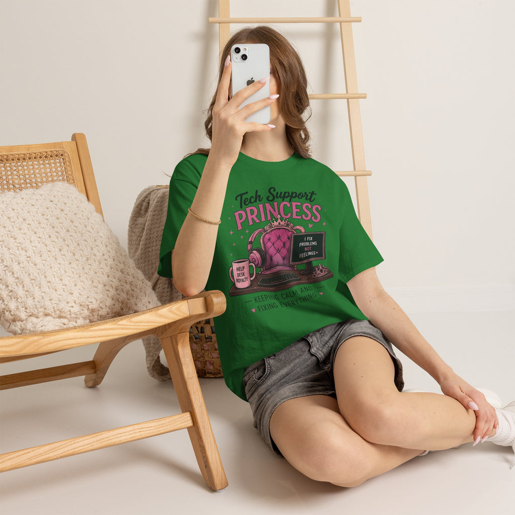 Tech Support Princess Keeping Calm and Fixing Everything Heavy Cotton T‑Shirt