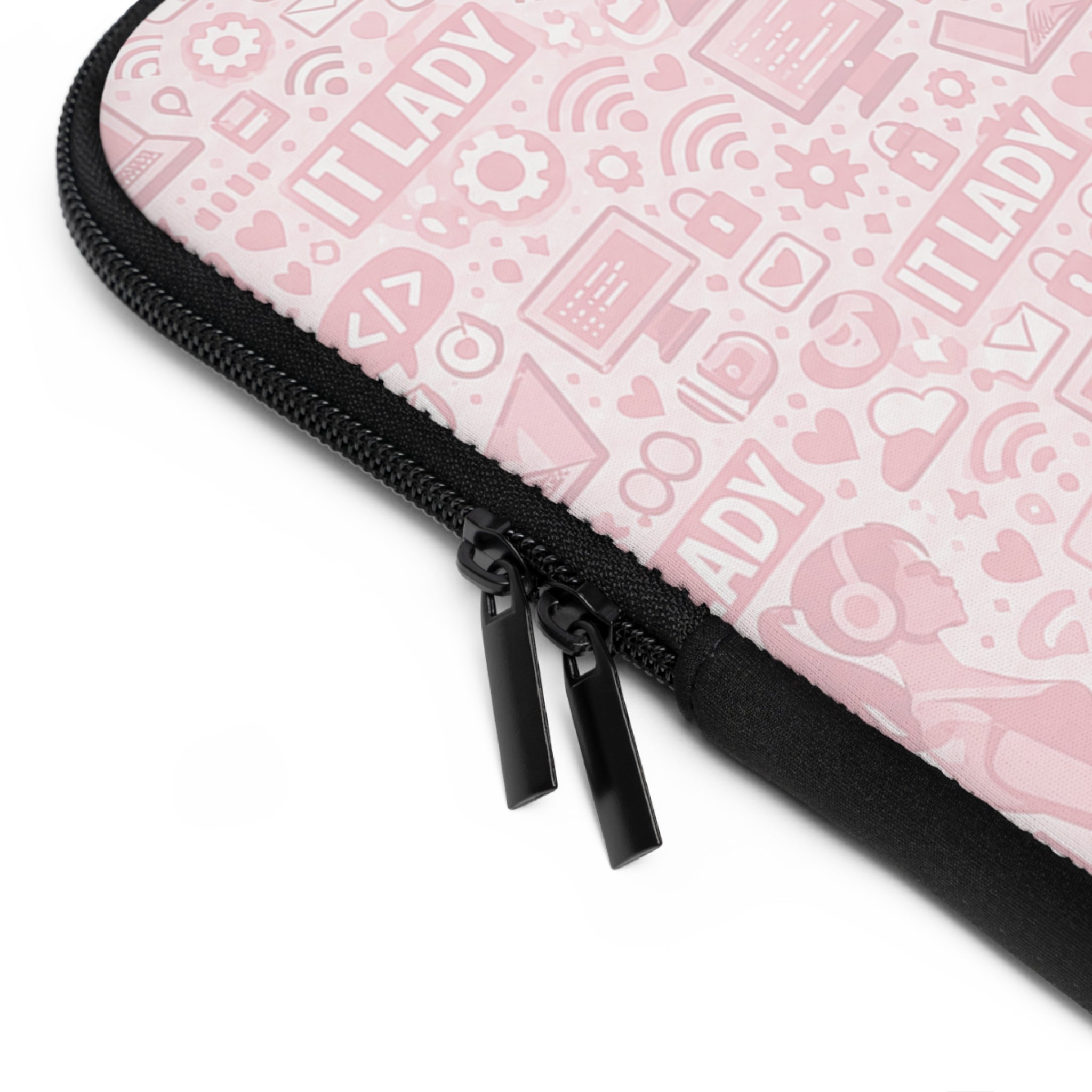 IT Lady at Work / Cat Lady at Home Laptop Sleeve - Cute Pink Cat Tech Accessory