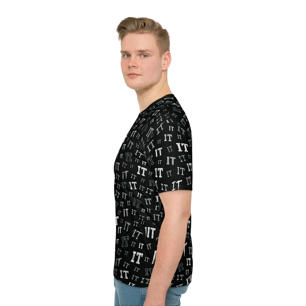Black 'IT' Pattern Graphic All-Over Print Unisex T-Shirt