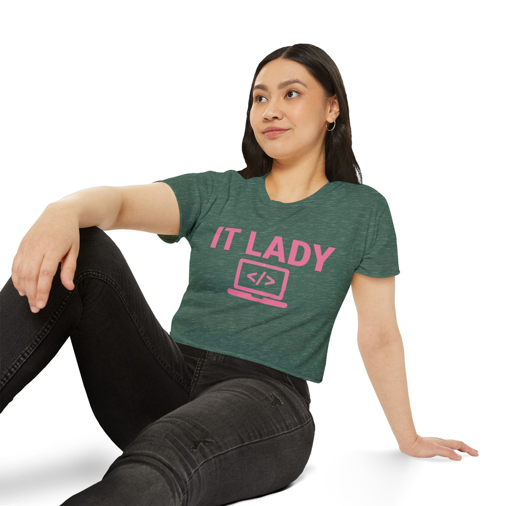 IT Lady with Laptop Crop Top T-Shirt