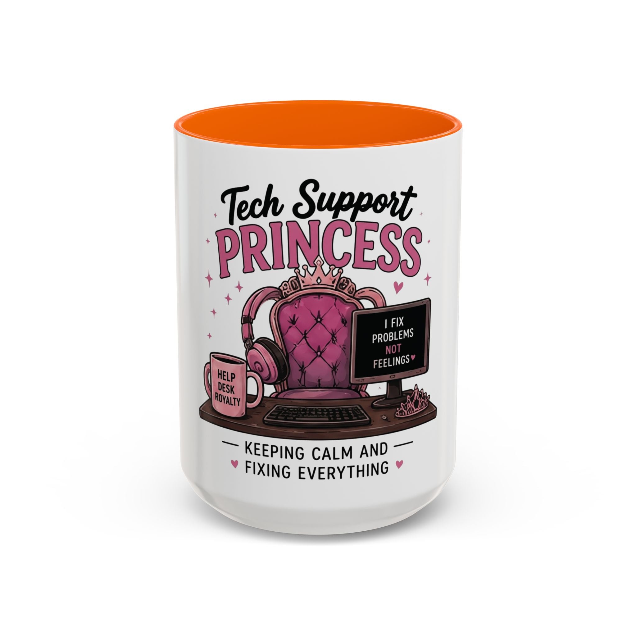 Coffee First Tickets Accent Mug - Funny Pink Heart Coffee Lover Gift (11/15oz)