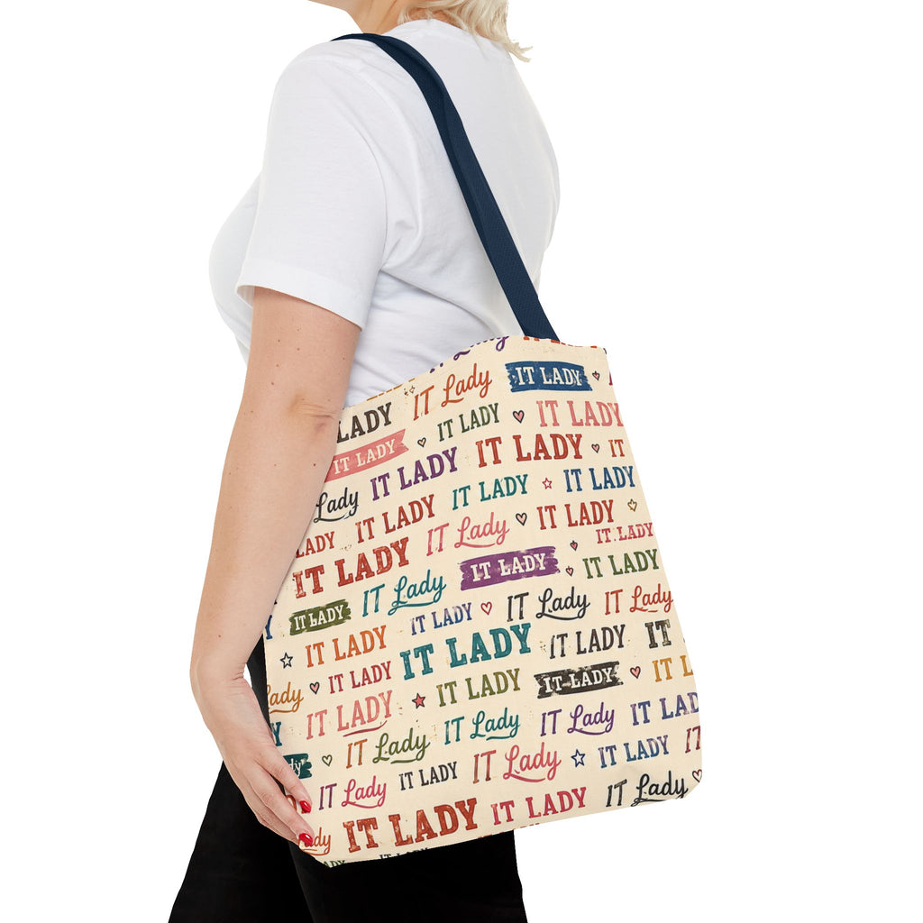 IT Lady Tote Bag - Retro Multicolor Typography All-Over Print