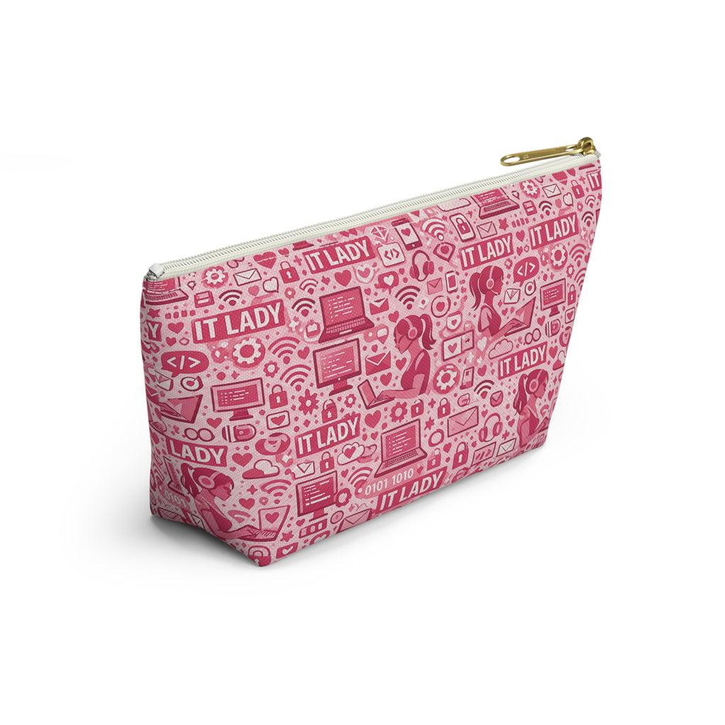 IT Lady Pink Tech Accessory Pouch - T‑Bottom Makeup & Gadget Organizer