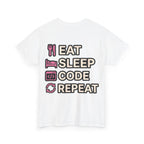 "Eat Sleep Code Repeat" Coder Heavy Cotton T‑Shirt