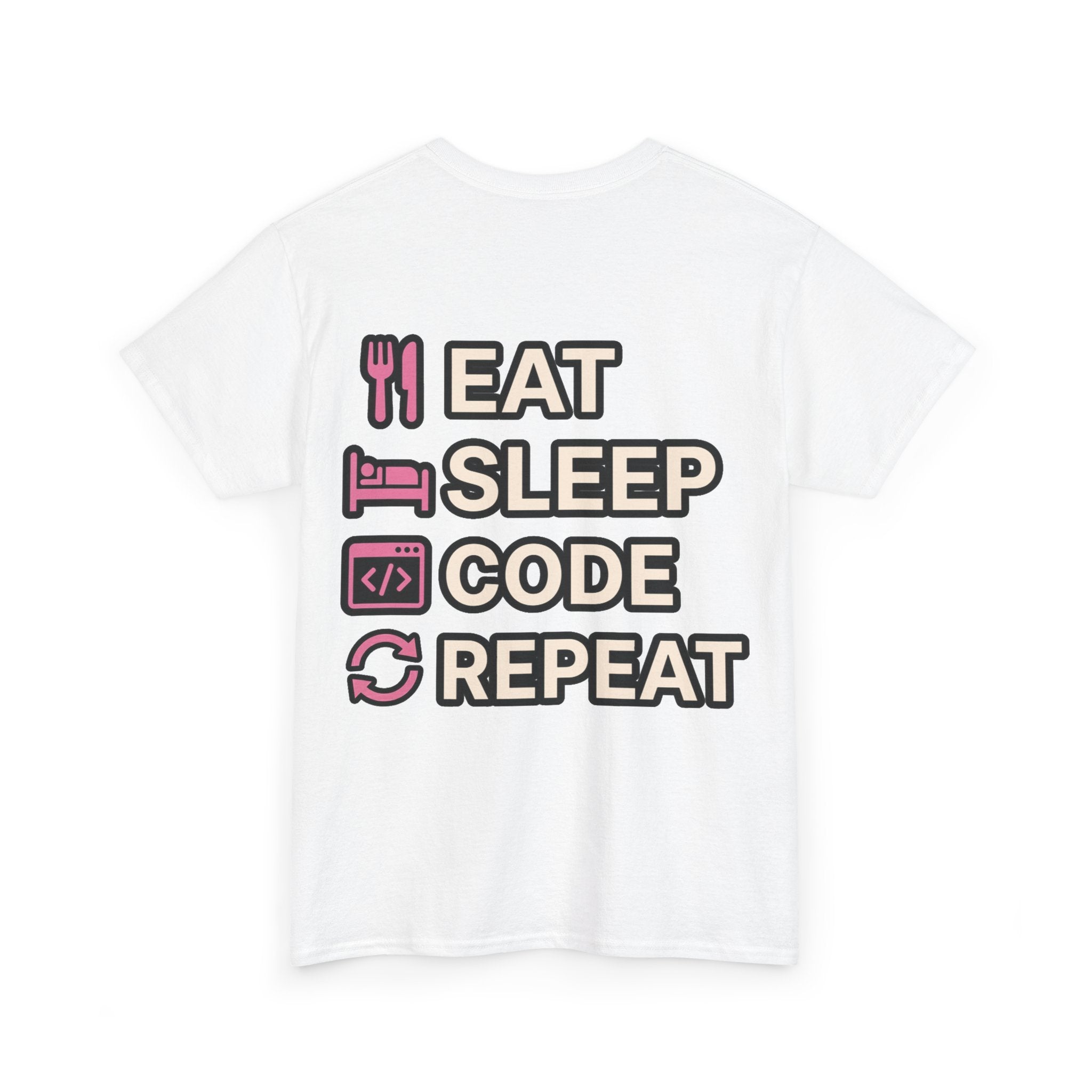"Eat Sleep Code Repeat" Coder Heavy Cotton T‑Shirt