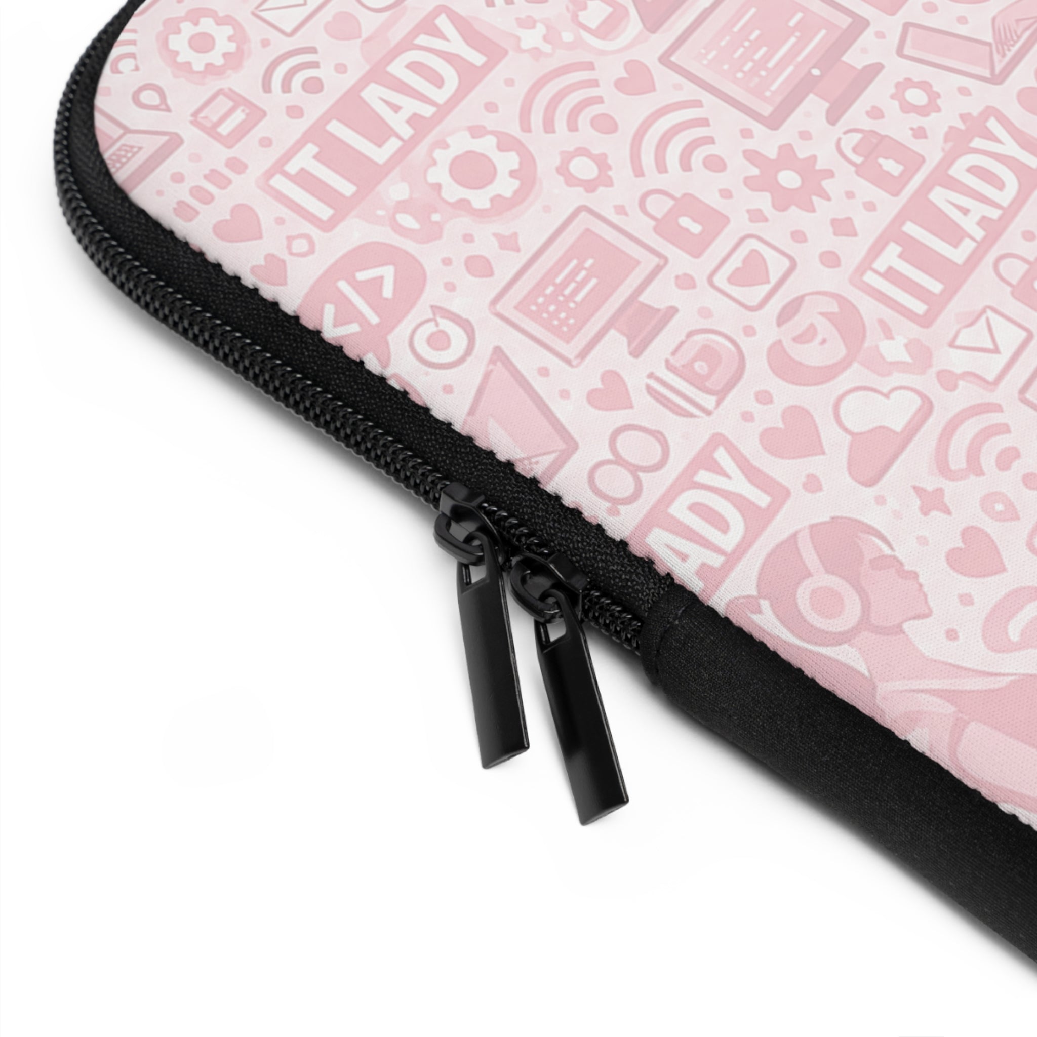 IT Lady at Work / Cat Lady at Home Laptop Sleeve - Cute Pink Cat Tech Accessory