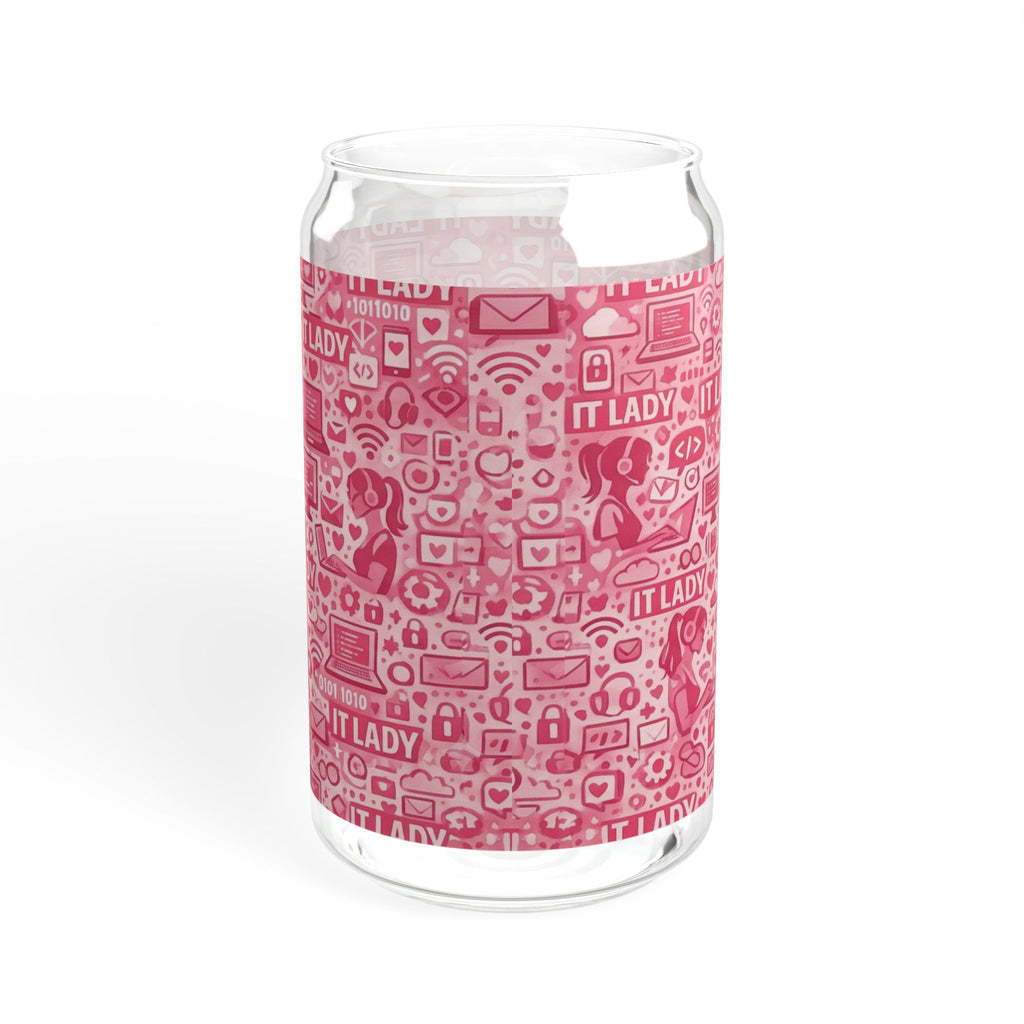 IT Lady Pink Pattern Sipper Glass, 16oz