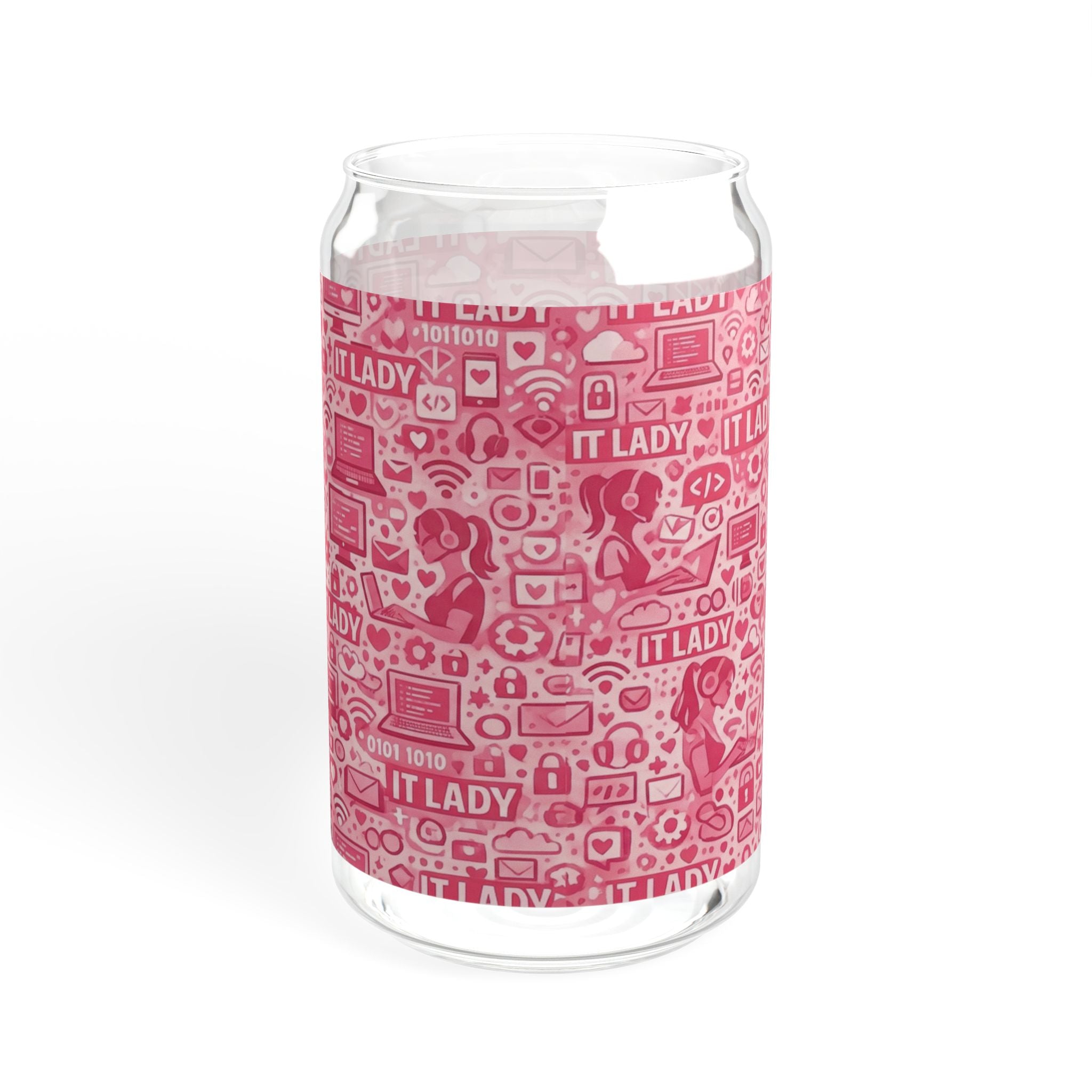 IT Lady Pink Pattern Sipper Glass, 16oz
