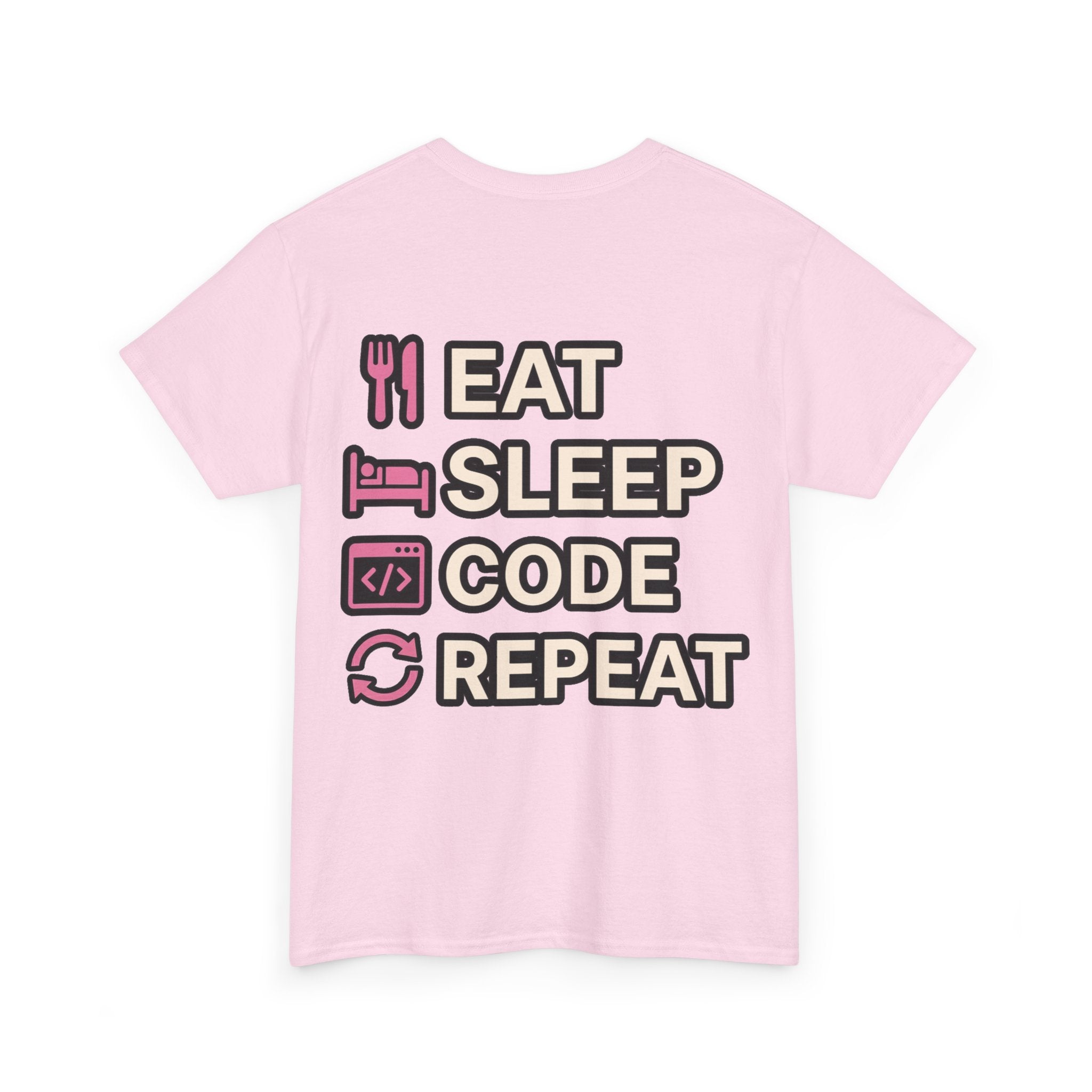 "Eat Sleep Code Repeat" Coder Heavy Cotton T‑Shirt