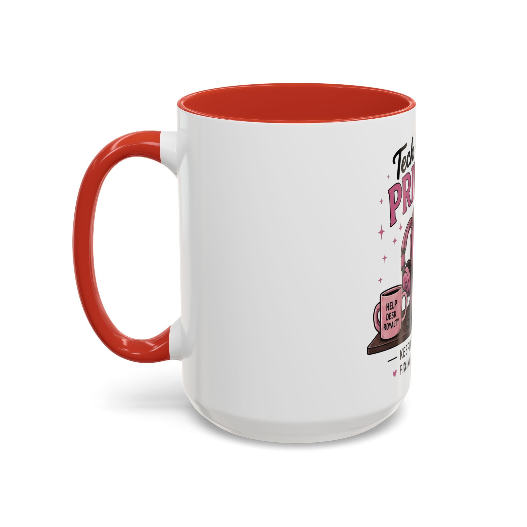 Coffee First Tickets Accent Mug - Funny Pink Heart Coffee Lover Gift (11/15oz)