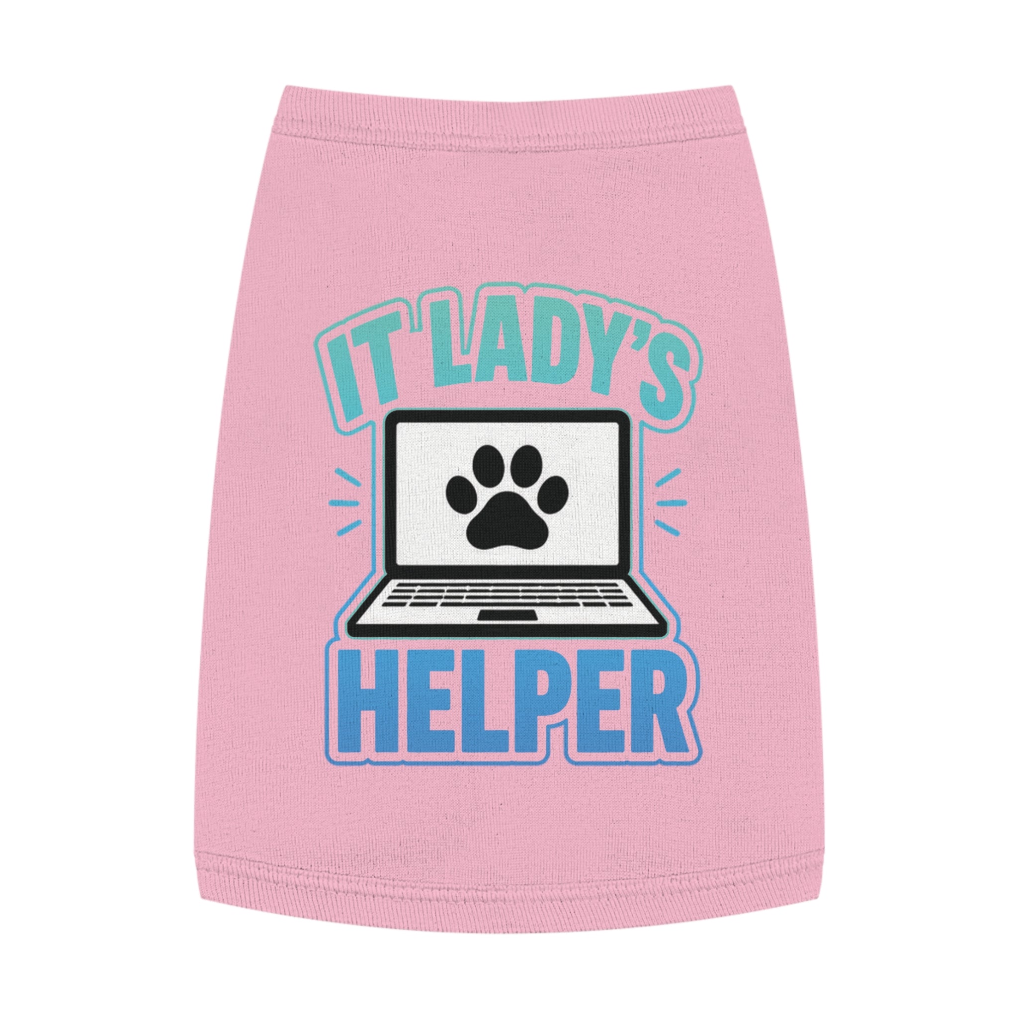 IT LADY'S HELPER Laptop Paw Graphic Dog & Cat Tee Pet Tank Top