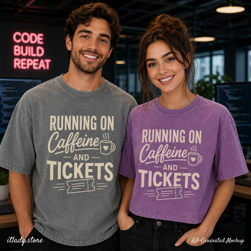 Running on Caffeine and Tickets Washed T-Shirt